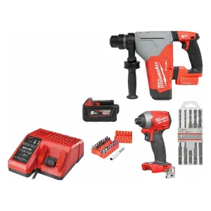 סט מברגת אימפקט ופטישון 18V + אביזרים נלווים MILWAUKEE