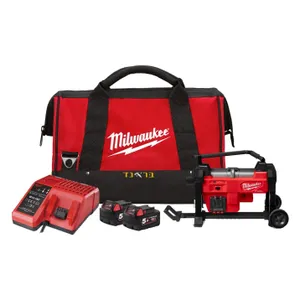 מכשיר לפתיחת סתימות עד צנרת 8" 18V (עם 2 סוללות 5.0AH) MILWAUKEE