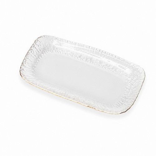 סט 6 צלחות מלבן Kim gold זכוכית שקופה פס זהב 20/11 ס