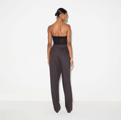 Pinstriped jumpsuit in cool wool fabric COLOR BLU RED PASSION