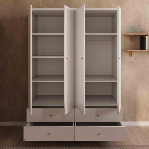 ארון רחב לחדר תינוק / ילדים 4 דלתות עשוי MDF עם מסילות טריקה שקטה - ניו ג'רזי