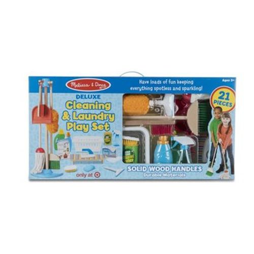 ערכת משחק ניקוי וכביסה מפוארת Melissa & Doug – סט כלי ניקיון מעץ לילדים