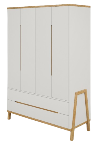 ארון רחב לחדר תינוק / ילדים 4 דלתות עשוי MDF עם מסילות טריקה שקטה - רומא