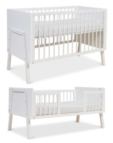מיטת תינוק מעץ משולב MDF עם קיט שהופך אותה למיטת מעבר - קמליה לבן