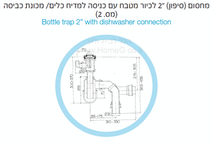 סיפון (מחסום) “2 לכיור מטבח עם כניסה למדיח כלים/ מכונת כביסה  ליפסקי