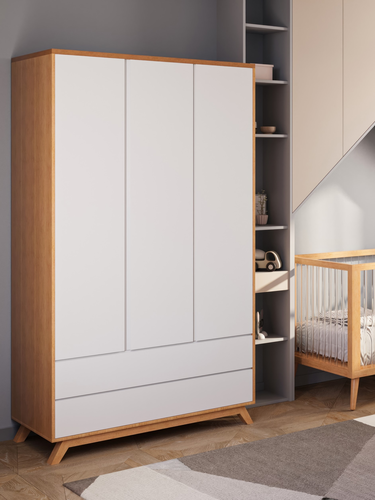 ארון לחדר תינוק / ילדים 3 דלתות עם מגירות בטריקה שקטה דגם הונג קונג