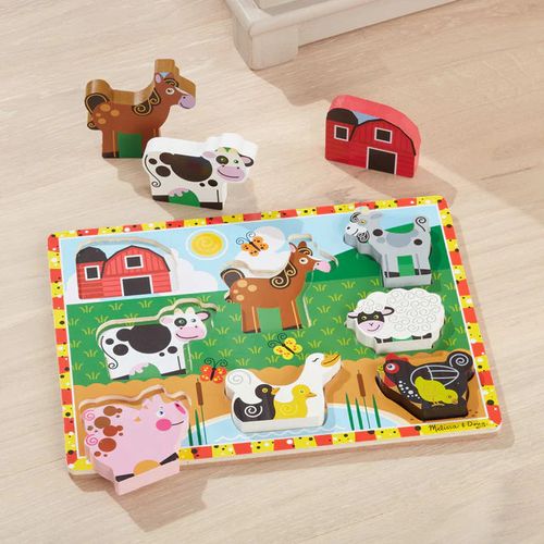 פאזל צ'אנקי חווה Melissa & Doug – פאזל עץ עבה לילדים