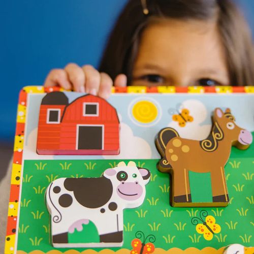 פאזל צ'אנקי חווה Melissa & Doug – פאזל עץ עבה לילדים