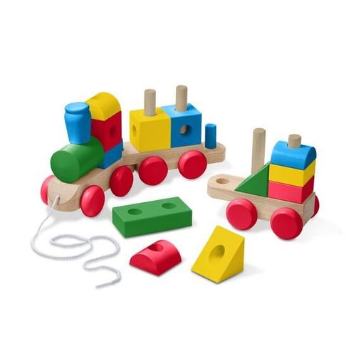 רכבת צבעונית ענקית מעץ Melissa & Doug – רכבת הרכבה ומשיכה לילדים