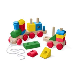 רכבת צבעונית ענקית מעץ Melissa & Doug – רכבת הרכבה ומשיכה לילדים