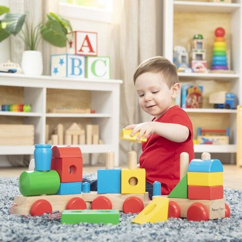 רכבת צבעונית ענקית מעץ Melissa & Doug – רכבת הרכבה ומשיכה לילדים