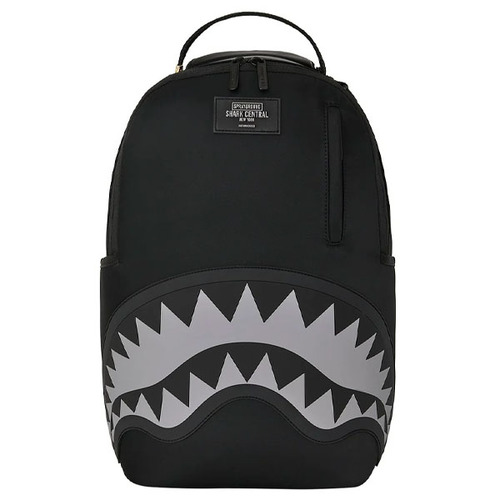 SPRAYGROUND תיק גב מטורף SHARK CENTRAL BLACK NYLON GRAY EMBOSSED BACKPACK