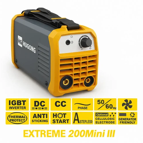 רתכת אלקטרודה אינוורטר 200A בטכנולוגיית IGBT דגם EXTREME 200Mini III HUGONG
