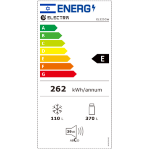 מקרר מקפיא עליון 480 ליטר נטו Electra EL520GW - גימור זכוכית לבנה אחריות ע"י היבואן הרשמי אלקטרה