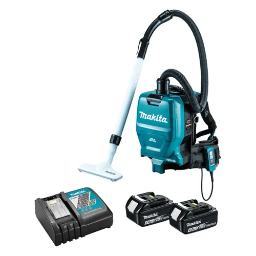 שואב אבק תעשייתי 18VX2 + שתי סוללות 4AH מקיטה DVC260 – שואבי אבק