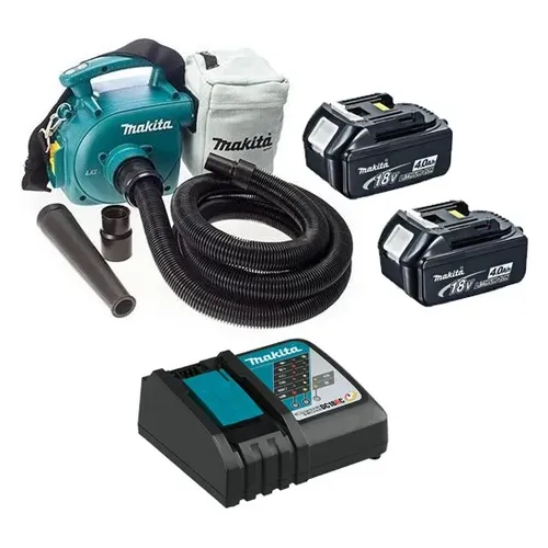 ‏שואב אבק תעשייתי 18V + שתי סוללות 4.0AH מקיטה DVC350 – שואבי אבק