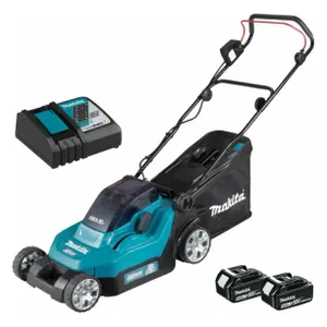 מכסחת דשא נטענת 2X18V + שתי סוללות 5.0AH MAKITA