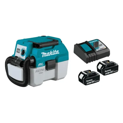 שואב אבק נייד תעשייתי נטען 18V + שתי סוללות 5.0AH מקיטה DVC750LZ – שואבי אבק