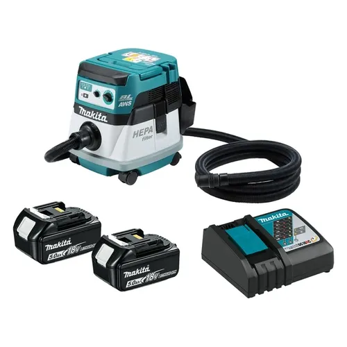 שואב אבק 2X18V + שתי סוללות 5.0AH 18V מקיטה DVC864LZ – שואבי אבק