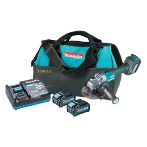 משחזת זווית "5 נטענת 40V + שתי סוללות 4.0AH MAKITA