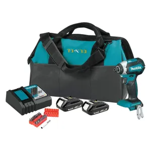 מברגת אימפקט 18V Makita+ שתי סוללות 1.5AH + סט ביטים 33 יח
