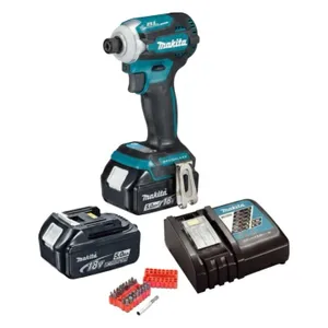 סט מקצוענים מברגת אימפקט 18V + סוללה 5A מטען + סט ביטים MAKITA