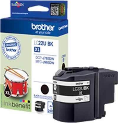 ראש דיו שחור מקורי Brother LC-22UBK XL (2,400 דפים)