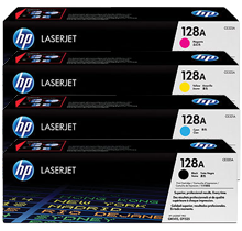 סט טונרים מקוריים HP 128A CE320A+CE321A+CE322A+CE323Aתפוקת דפים בשחור 2,100 דף ובצבע 1,400 דף)