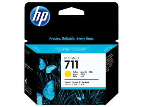 דיו צהוב מקורי HP CZ136A 711 מכיל 3 יחידות (29 מ