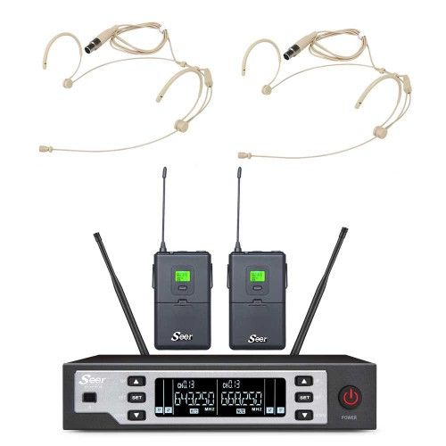 זוג מיקרופונים אלחוטיים מדונה UHF עם תדר משתנה SEER IU-2069-H