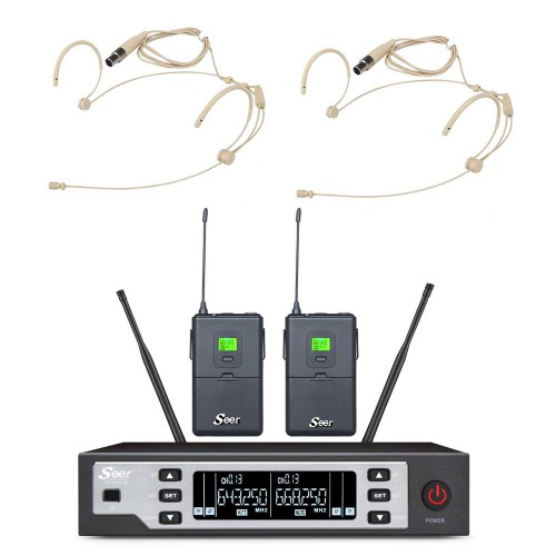 זוג מיקרופונים אלחוטיים מדונה UHF עם תדר משתנה SEER IU-2069-H