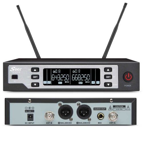 זוג מיקרופונים אלחוטיים מדונה UHF עם תדר משתנה SEER IU-2069-H