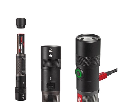 פנס יד נטען Milwaukee REDLITHIUM USB 1100L Twist Focus דגם 2161-21