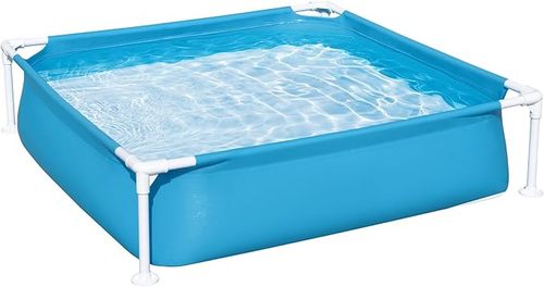 בריכה מלבנית My First Frame Pool של חברת Bestway עם מסגרת מתכת בצבע כחול.