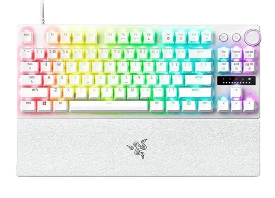 מקלדת גיימינג מכנית חוטית צבע לבן Razer Huntsman V3 Pro Tenkeyless