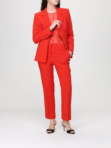 Trousers in lightweight crêpe fabric with logo charm COLOR LACCA RED