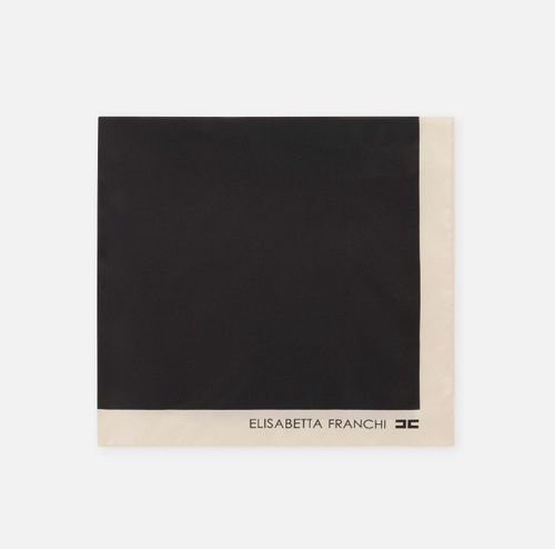  Silk foulard scarf BLACK WHITE