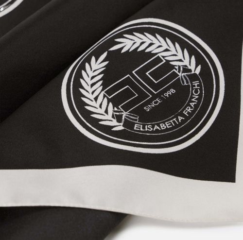 Silk foulard scarf BLACK WHITE