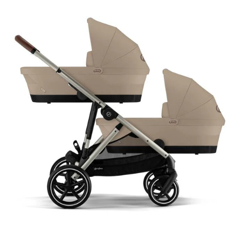 עגלת תינוק לתאומים / אחים Gazelle S2 בז' Almond Beige סייבקס