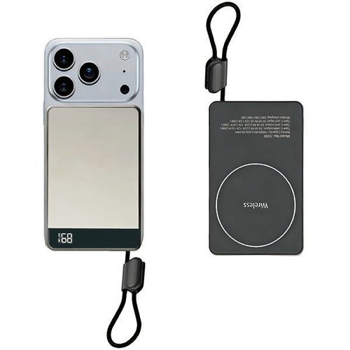 פאוור בנק סוללת גיבוי מתכת 10000mAh עם מטען אלחוטי 15W מופעל