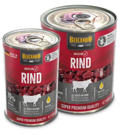 BELCANDO Baseline Beef – מזון רטוב מלא לכלבים בטעם בקר 800 גרם מבצע 10% הנחה בקניית 10 יח 