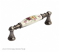 ידית פורצלן, ברונזה, פרחים צהוב אדום, 3050