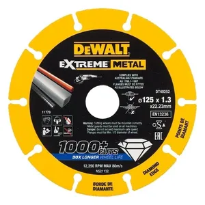 דיסק יהלום 125 מ"מ לחיתוך אינטנסיבי למתכת DEWALT