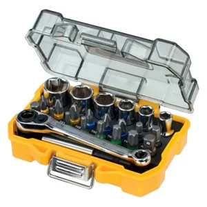 סט בוקסות ראצט וביטים בקופסה קשיחה 24 חלקים DEWALT