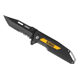 סכין קומנדו עם פתיחה מהירה בעל להב משונן DEWALT
