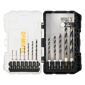 סט 12 מקדחים למתכת פלסטיק ועץ - מידות 1.6-8 מ"מ DEWALT