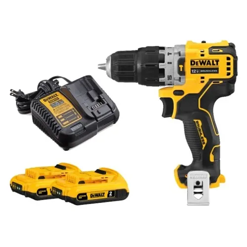 מברגה/מקדחה רוטטת ללא פחמים 12V + זוג סוללות 2A ומטען דיוולט DCD706 – מברגות/מקדחות פוטר (קלאץ')
