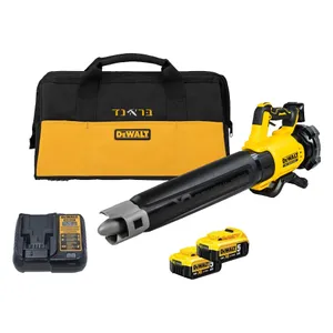 מפוח עלים נטען 20V ללא פחמיםּ + שתי סוללות 5.0AH 18V DEWALT