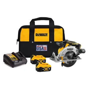 מסור עגול 20V נטען "6 1/2 + שתי סוללות 5.0AH DEWALT