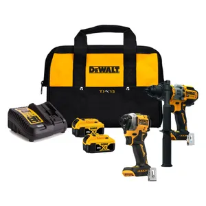 סט 18V אימפקט + מברגה / מקדחה + שתי סוללות 5.0AH DEWALT